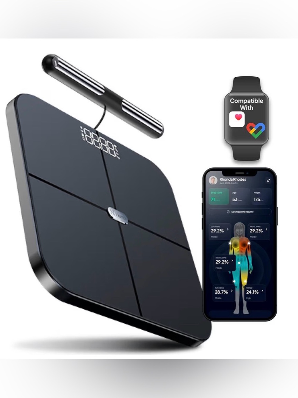 Black Smart Body Composition Analyzer - Body Fat & BMI Scale